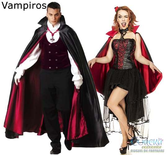 Fantasia halloween casal vampiro